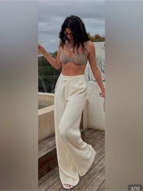 Zara Wide-Leg Trousers in Cream feels silky